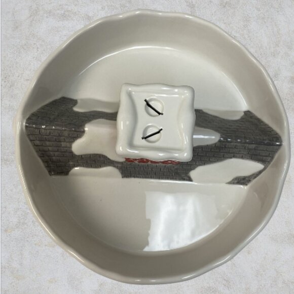 CHEESE PLATE -- Santa Down a Chimney, Ceramic Holiday Server, "Boots" Spreaders - Picture 6 of 6